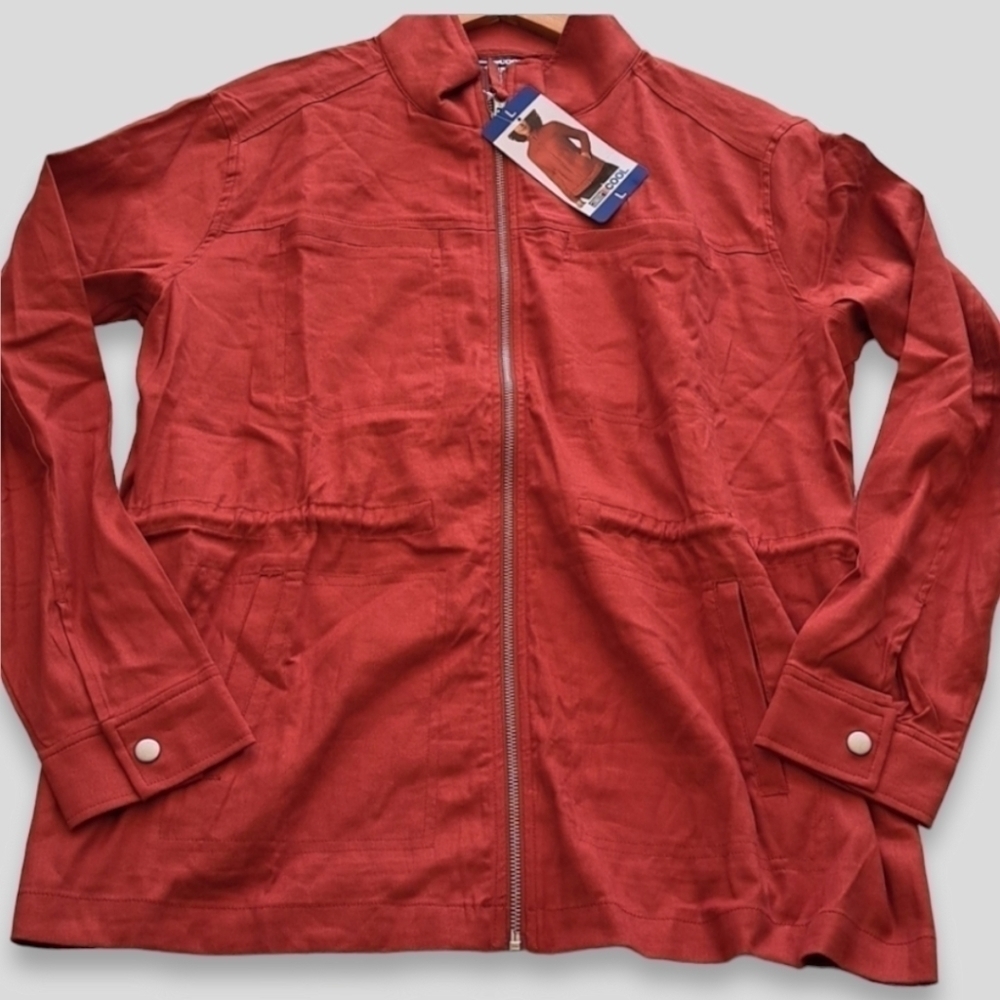 32 Degrees COOL Bossa Nova Jacket | Burnt Orange Zip-Up | Lightweight L NWT